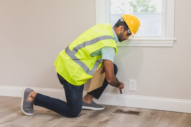 person inspecting the property